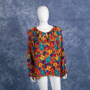 Vintage Silk Exchange Floral Blouse Sz S
